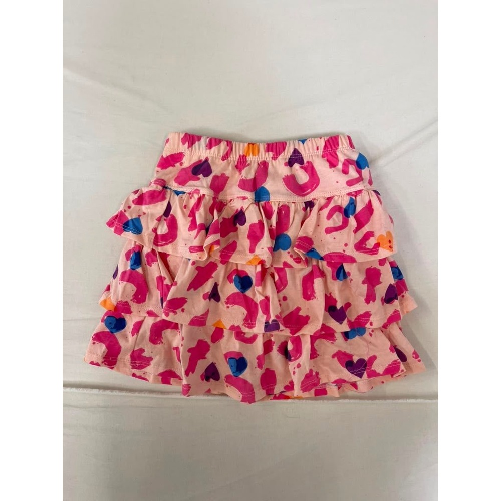 Amazon Essentials Girls Pink Leopard Heart Tiered Skort Size S 6-7 Years